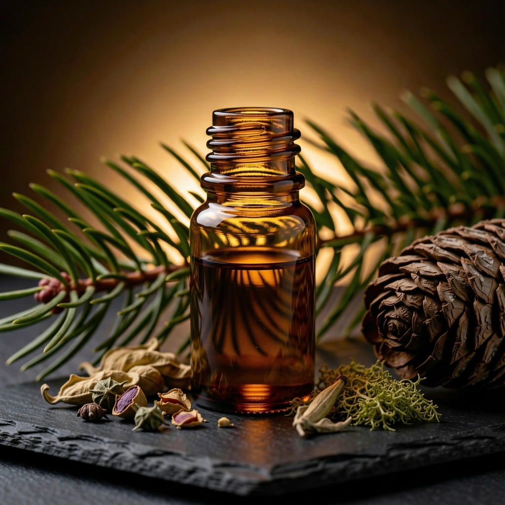 Premium botanical essence in a glass vial